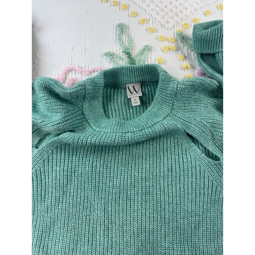 Worthington Women's Teal Green Cutout Shoulder Knit Sweater 2X - Picture 11 of 11